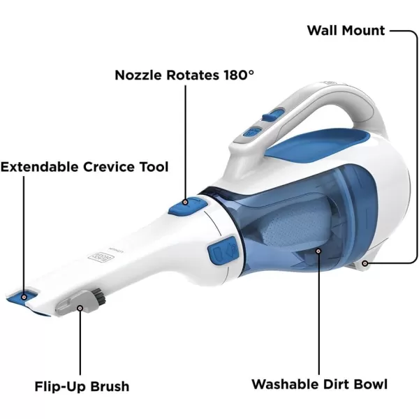 BLACK+DECKER dustbuster Handheld Vacuum, Cordless 10.8V, with Rotating and Extendable Nozzle 