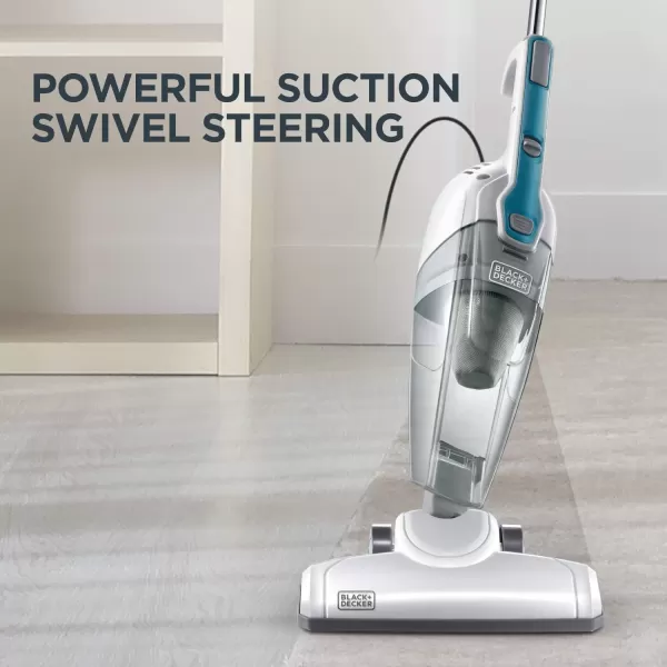 Black &amp; Decker BDST1609 3-in-1 Corded Lightweight Handheld Cleaner &amp; Stick Vacuum Cleaner, White with Aqua Blue