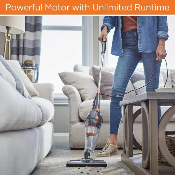 Black &amp; Decker BDST1609 3-in-1 Corded Lightweight Handheld Cleaner &amp; Stick Vacuum Cleaner, White with Aqua Blue