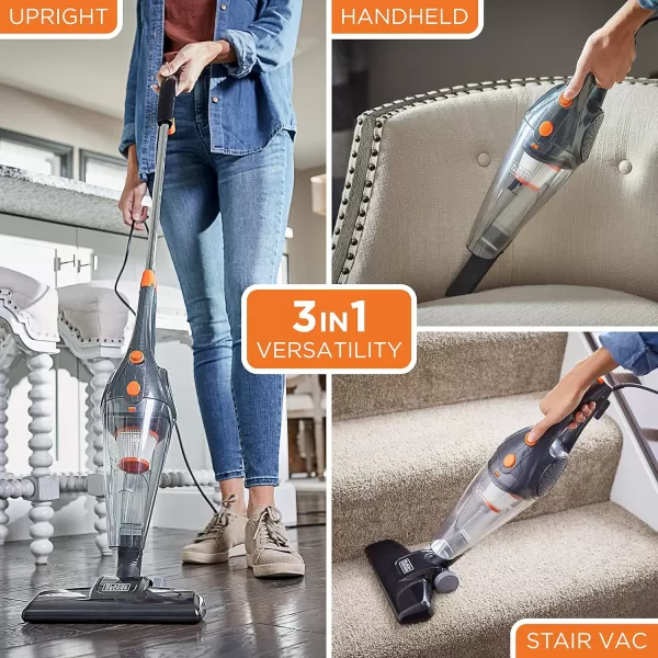 Black &amp; Decker BDST1609 3-in-1 Corded Lightweight Handheld Cleaner &amp; Stick Vacuum Cleaner, White with Aqua Blue