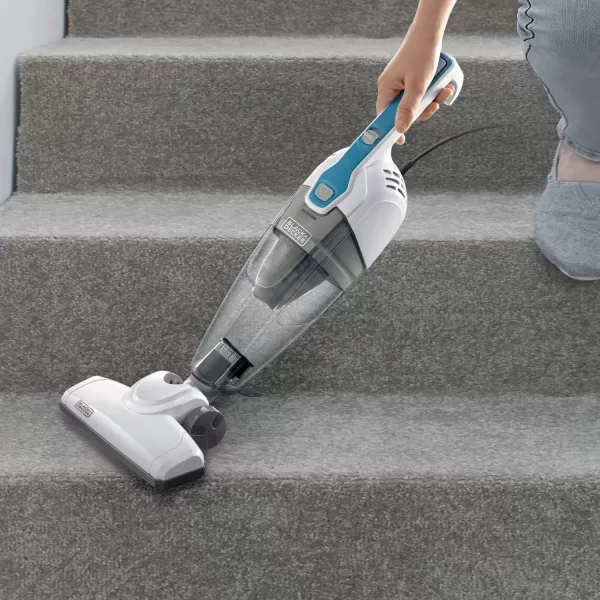 Black &amp; Decker BDST1609 3-in-1 Corded Lightweight Handheld Cleaner &amp; Stick Vacuum Cleaner, White with Aqua Blue
