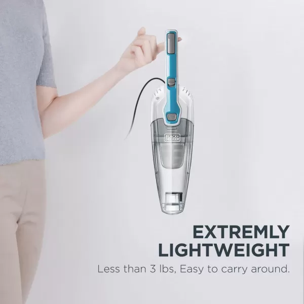 Black &amp; Decker BDST1609 3-in-1 Corded Lightweight Handheld Cleaner &amp; Stick Vacuum Cleaner, White with Aqua Blue