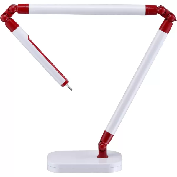 Black and Decker LED10ARC-WHTRED PureOptics Summit Flex Ultra Reach 10W Flicker-Free Natural Daylight LED Desk Lamp with USB Charging Port, 6 Dimming Levels , 26.0" x 6.0" x 29.5", White/Red