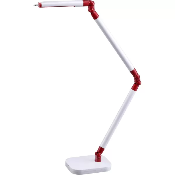 Black and Decker LED10ARC-WHTRED PureOptics Summit Flex Ultra Reach 10W Flicker-Free Natural Daylight LED Desk Lamp with USB Charging Port, 6 Dimming Levels , 26.0" x 6.0" x 29.5", White/Red