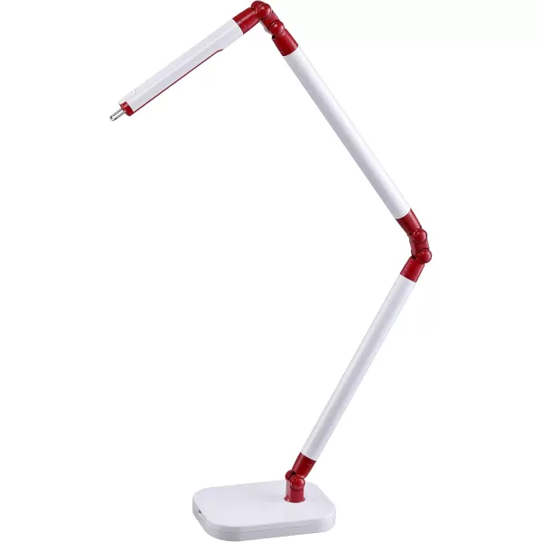 Black and Decker LED10ARC-WHTRED PureOptics Summit Flex Ultra Reach 10W Flicker-Free Natural Daylight LED Desk Lamp with USB Charging Port, 6 Dimming Levels , 26.0" x 6.0" x 29.5", White/Red