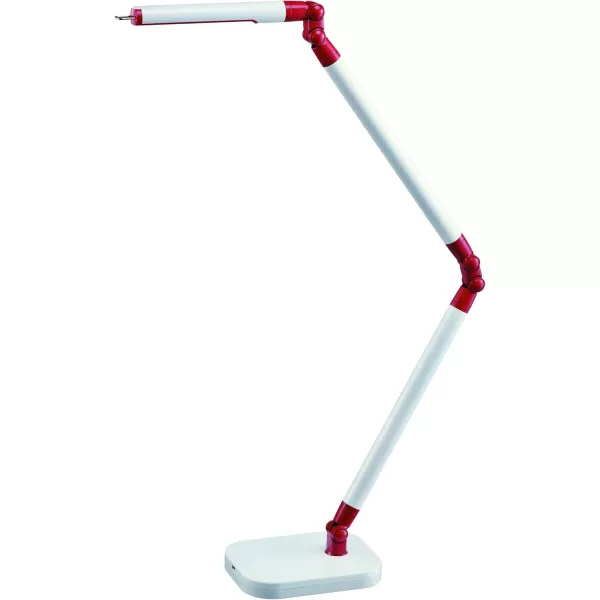 Black and Decker LED10ARC-WHTRED PureOptics Summit Flex Ultra Reach 10W Flicker-Free Natural Daylight LED Desk Lamp with USB Charging Port, 6 Dimming Levels , 26.0" x 6.0" x 29.5", White/Red