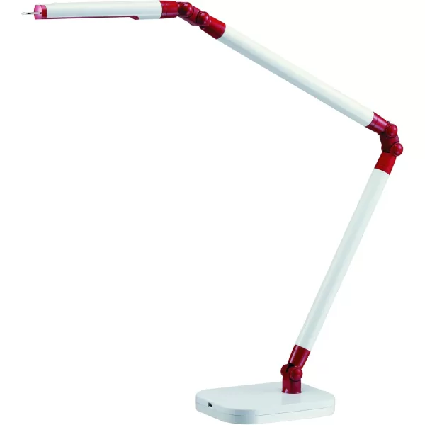 Black and Decker LED10ARC-WHTRED PureOptics Summit Flex Ultra Reach 10W Flicker-Free Natural Daylight LED Desk Lamp with USB Charging Port, 6 Dimming Levels , 26.0" x 6.0" x 29.5", White/Red