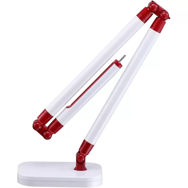 Black and Decker LED10ARC-WHTRED PureOptics Summit Flex Ultra Reach 10W Flicker-Free Natural Daylight LED Desk Lamp with USB Charging Port, 6 Dimming Levels , 26.0" x 6.0" x 29.5", White/Red