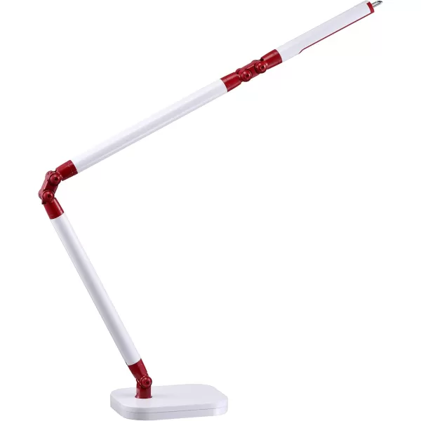 Black and Decker LED10ARC-WHTRED PureOptics Summit Flex Ultra Reach 10W Flicker-Free Natural Daylight LED Desk Lamp with USB Charging Port, 6 Dimming Levels , 26.0" x 6.0" x 29.5", White/Red