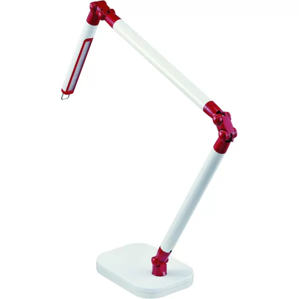Black and Decker LED10ARC-WHTRED PureOptics Summit Flex Ultra Reach 10W Flicker-Free Natural Daylight LED Desk Lamp with USB Charging Port, 6 Dimming Levels , 26.0" x 6.0" x 29.5", White/Red