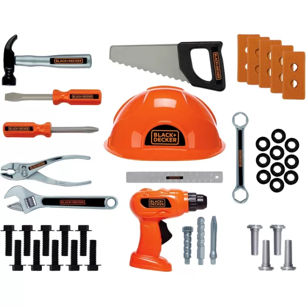 Black+Decker Junior Kids Tool Set - Mega Tool Set with 42Piece Tools &amp; Accessories! Role Play Tools for Toddlers Boys &amp; Girls Ages 3 Years Old &amp; Above, Includes Helmet &amp; Drill!