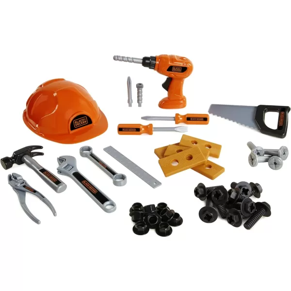 Black+Decker Junior Kids Tool Set - Mega Tool Set with 42Piece Tools &amp; Accessories! Role Play Tools for Toddlers Boys &amp; Girls Ages 3 Years Old &amp; Above, Includes Helmet &amp; Drill!