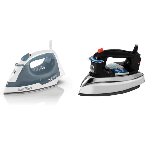 BLACK+DECKER Easy Steam Compact Iron, IR40V, Nonstick Plate, SmartSteam, Anti-Drip, Auto Shutoff