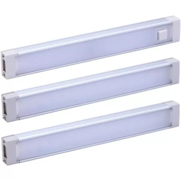BLACK+DECKER LED Under Cabinet Lighting Kit, Cool White, Stick up Design, 3-Bars, 6” Each 