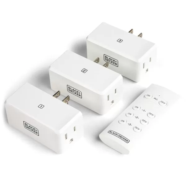 BLACK+DECKER Wireless Remote-Control Outlet, Pack of 3 Outlets, 1 Remote - Premium Light Switches