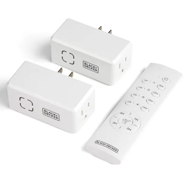 BLACK+DECKER Wireless Remote-Control Outlet Timers, Pack of 2 Grounded Outlets, 1 Remote