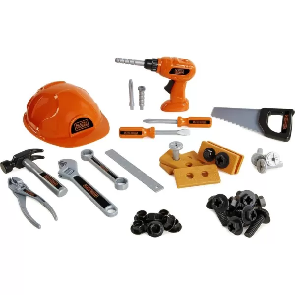 Black+Decker Junior Kids Tool Set - Mega Tool Set with 42Piece Tools &amp; Accessories! Role Play Tools for Toddlers Boys &amp; Girls Ages 3 Years Old &amp; Above, Includes Helmet &amp; Drill!