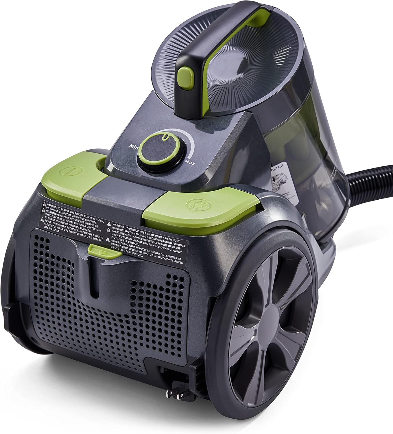BLACK+DECKER Bagless Canister Multi-Cyclonic Vacuum Cleaner with Anti-Allergen HEPA Filter, Corded 1,200 Watt Motor with Adjustable Suction, Large Cap. &amp; Multiple Attachments, Gray 