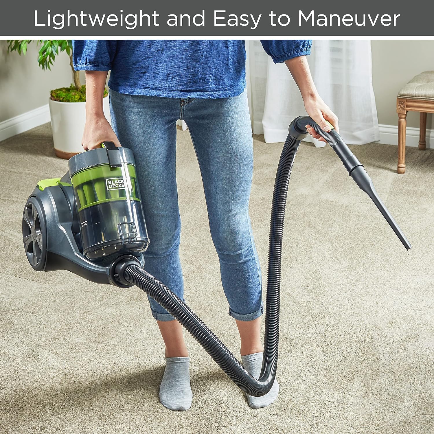 BLACK+DECKER Bagless Canister Multi-Cyclonic Vacuum Cleaner with Anti-Allergen HEPA Filter, Corded 1,200 Watt Motor with Adjustable Suction, Large Cap. &amp; Multiple Attachments, Gray 