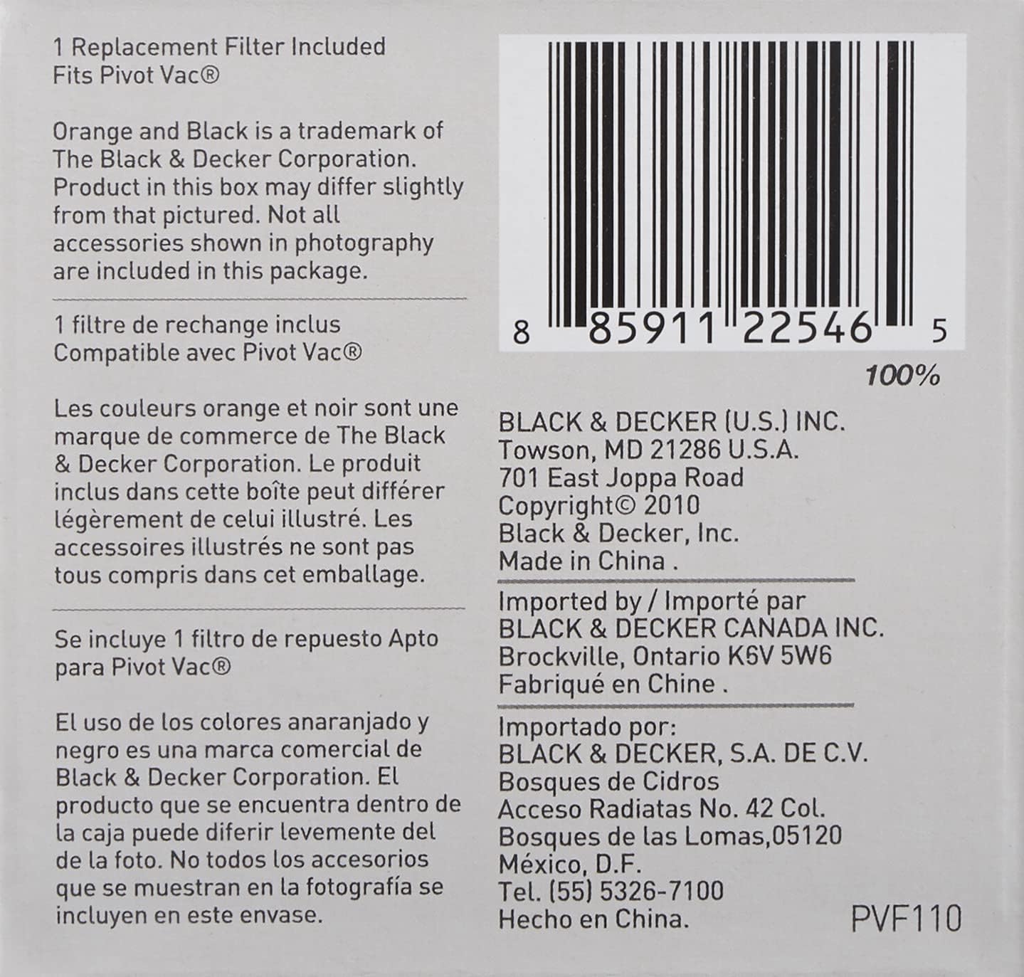 BLACK+DECKER PVF110 Filter for PHV1810 Pivot Vac - Cordless