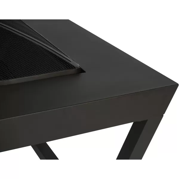 BLACK + DECKER 32" Sq Steel Wood burning fire pit Outdoor backyard use includes mesh lid &amp; poker Black