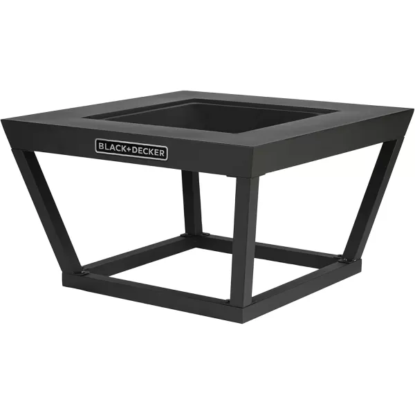 BLACK + DECKER 32" Sq Steel Wood burning fire pit Outdoor backyard use includes mesh lid &amp; poker Black