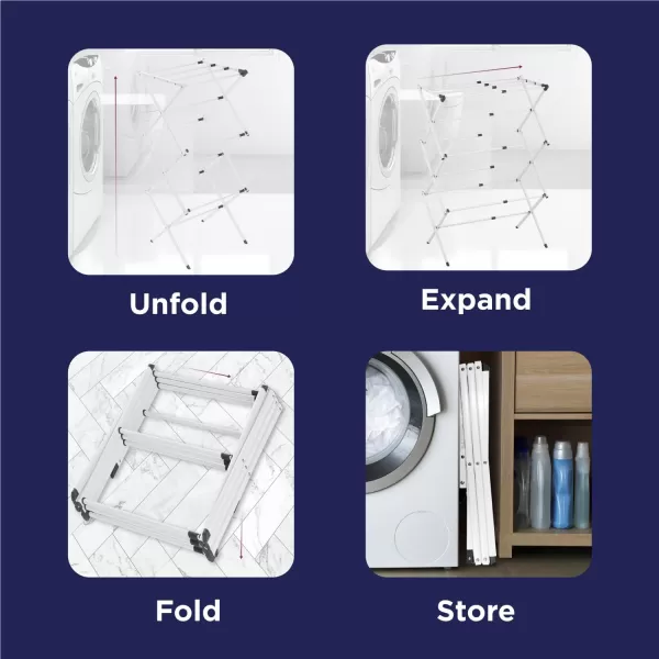 BLACK + DECKER Laundry Organization Expandable/Collapsible Clothes Drying Rack. Essential for Camping/Trailers or Anywhere You Air Dry Laundry. Oversized for Multiple Garments, 