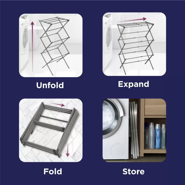 BLACK + DECKER Laundry Organization Expandable/Collapsible Clothes Drying Rack. Essential for Camping/Trailers or Anywhere You Air Dry Laundry. Oversized for Multiple Garments, 