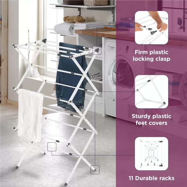BLACK + DECKER Laundry Organization Expandable/Collapsible Clothes Drying Rack. Essential for Camping/Trailers or Anywhere You Air Dry Laundry. Oversized for Multiple Garments, 