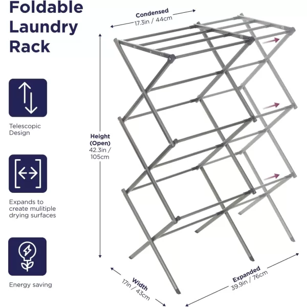 BLACK + DECKER Laundry Organization Expandable/Collapsible Clothes Drying Rack. Essential for Camping/Trailers or Anywhere You Air Dry Laundry. Oversized for Multiple Garments, 