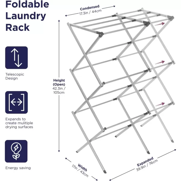 BLACK + DECKER Laundry Organization Expandable/Collapsible Clothes Drying Rack. Essential for Camping/Trailers or Anywhere You Air Dry Laundry. Oversized for Multiple Garments, 