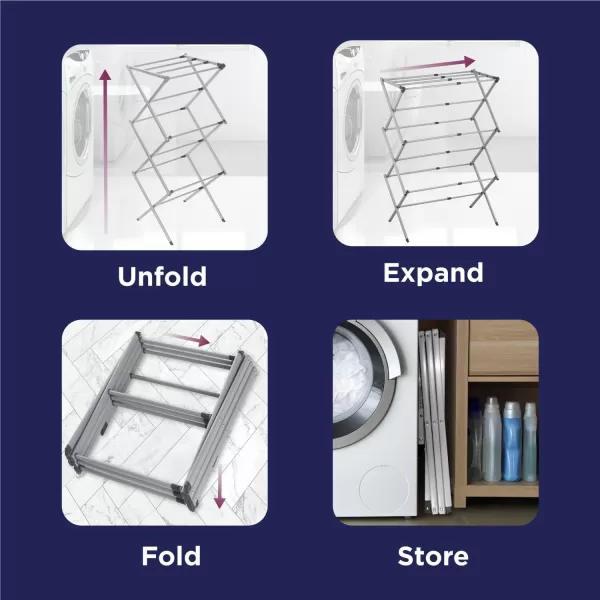 BLACK + DECKER Laundry Organization Expandable/Collapsible Clothes Drying Rack. Essential for Camping/Trailers or Anywhere You Air Dry Laundry. Oversized for Multiple Garments, 