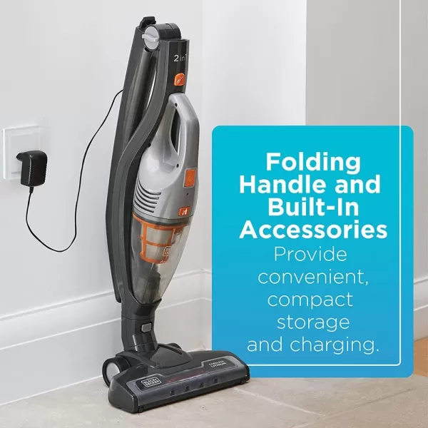 BLACK + DECKER Powerseries Cordless Stick Vacuum Cleaner &amp; Hand Vac, 2-in-1, Titanium Gray 