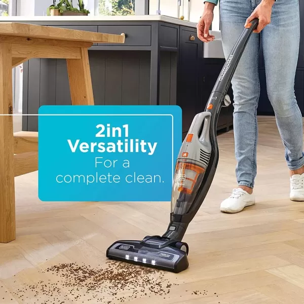BLACK + DECKER Powerseries Cordless Stick Vacuum Cleaner &amp; Hand Vac, 2-in-1, Titanium Gray 