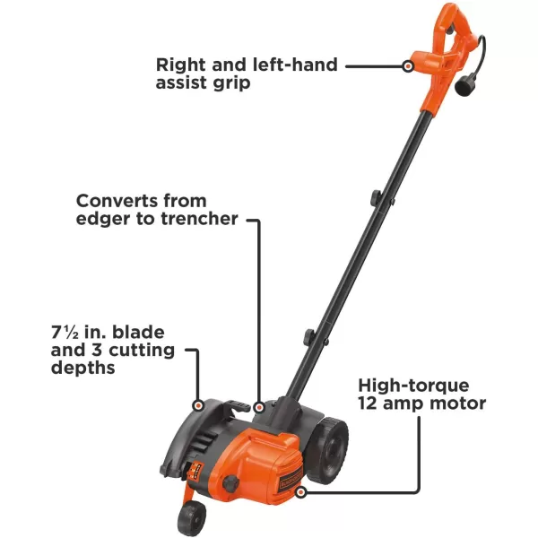 BLACK+DECKER 12 Amp 2-in-1 Landscape Edger and Trencher, 