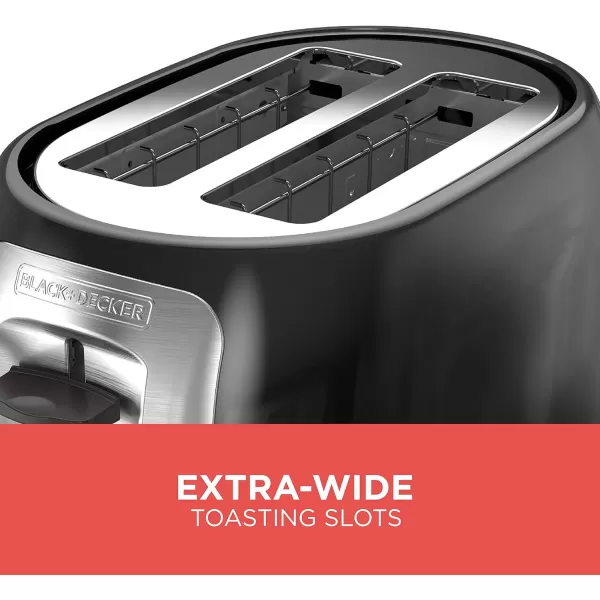 BLACK+DECKER 2-Slice Toaster, TR1278B, Extra Wide Slots, 7 Shade Settings, 850 Watts, Frozen and Bagel Buttons