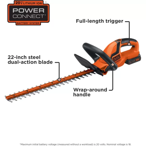 BLACK+DECKER 20V MAX Cordless Hedge Trimmer, 22-Inch  &amp; 20V MAX* Cordless Sweeper , Pack of 1