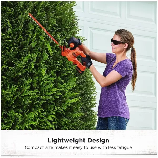 BLACK+DECKER 20V MAX Hedge Trimmer, Cordless, 18 inch Blade, Reduced Vibration, Battery and Charger Included 