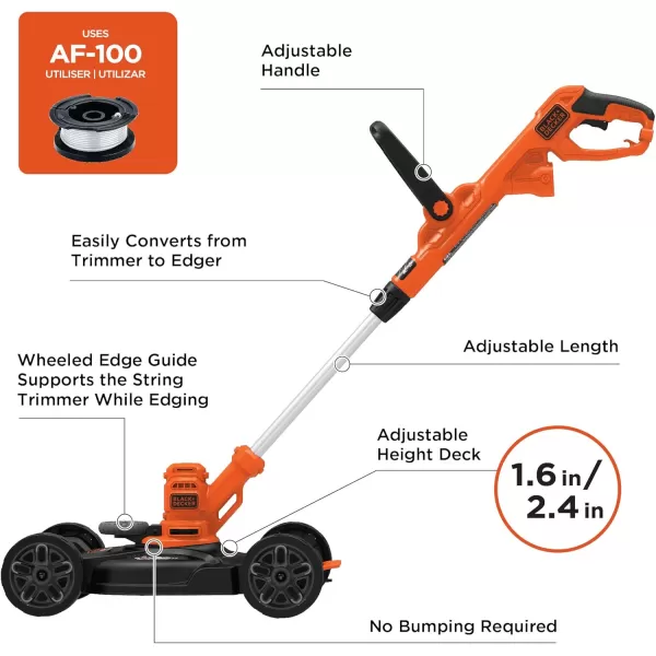 BLACK+DECKER 3-in-1 Corded Lawn Mower, String Trimmer &amp; Edger, 12-Inch 