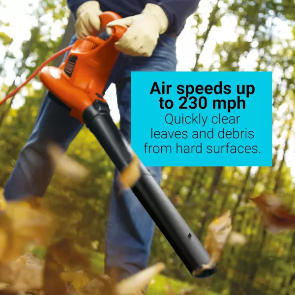 BLACK+DECKER 3-in-1 Leaf Blower, Leaf Vacuum and Mulcher, Up to 230 MPH, 12 Amp, Corded Electric 