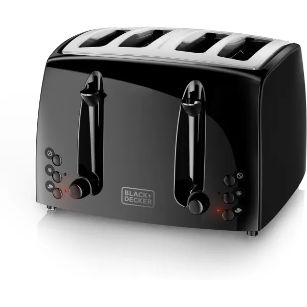 BLACK+DECKER 4-Slice Toaster, TR1410BD, Extra-Wide, 7 Shade Settings, Crumb Trays, Gloss Black