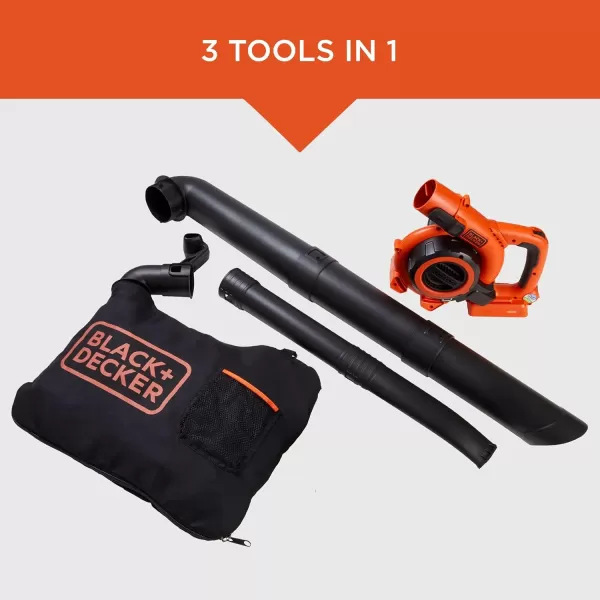 BLACK+DECKER 40V Cordless Leaf Blower Kit, 120 mph Air Speed, 6-Speed Dial, Built-In Scraper, With Collection Bag, Battery and Charger Included 