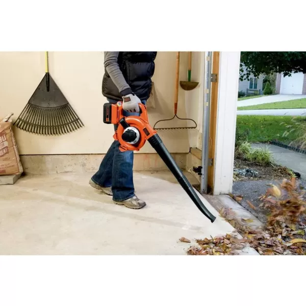 BLACK+DECKER 40V Cordless Leaf Blower Kit, 120 mph Air Speed, 6-Speed Dial, Built-In Scraper, With Collection Bag, Battery and Charger Included 