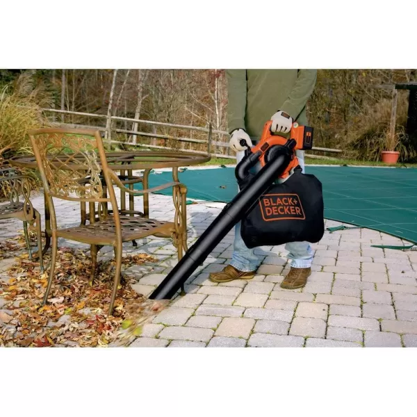 BLACK+DECKER 40V Cordless Leaf Blower Kit, 120 mph Air Speed, 6-Speed Dial, Built-In Scraper, With Collection Bag, Battery and Charger Included 