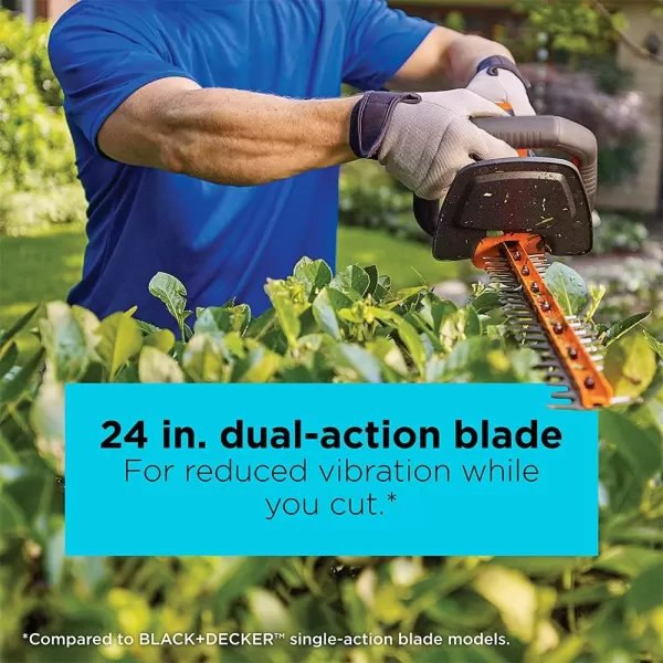 BLACK+DECKER 40V MAX Cordless Hedge Trimmer, 24-Inch Brush Trimmer with Battery and Charger 