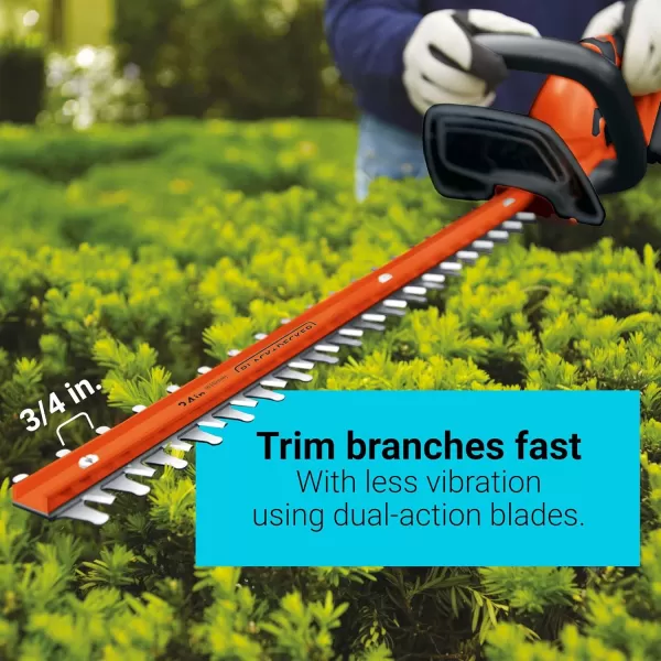 BLACK+DECKER 40V MAX Hedge Trimmer, Cordless, 24-Inch Blade, Battery and Charger Included 