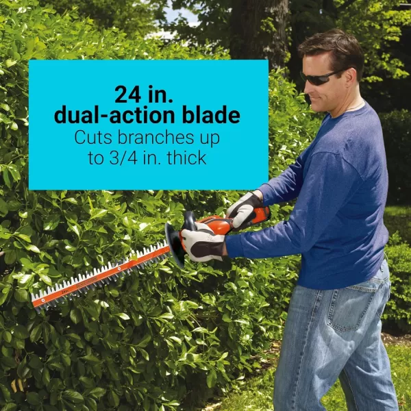 BLACK+DECKER 40V MAX Hedge Trimmer, Cordless, 24-Inch Blade, Battery and Charger Included 