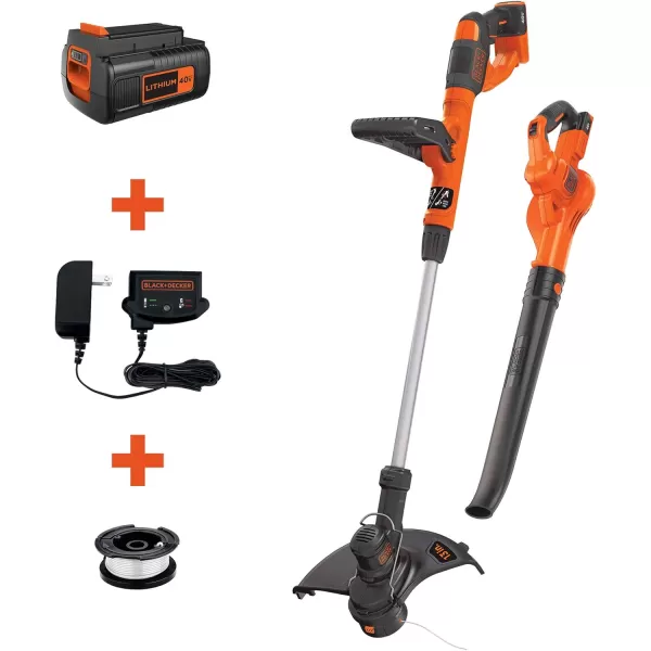 BLACK+DECKER 40V Max Cordless Sweeper &amp; String Trimmer Combo Kit 