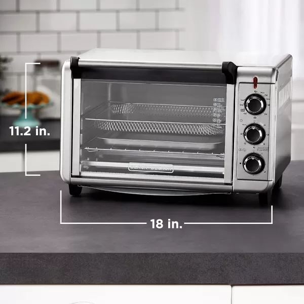 BLACK+DECKER 6-Slice Crisp 'N Bake Air Fry Toaster Oven, TO3215SS, 5 Cooking Functions, 60 Minute Timer, Stainless Steel