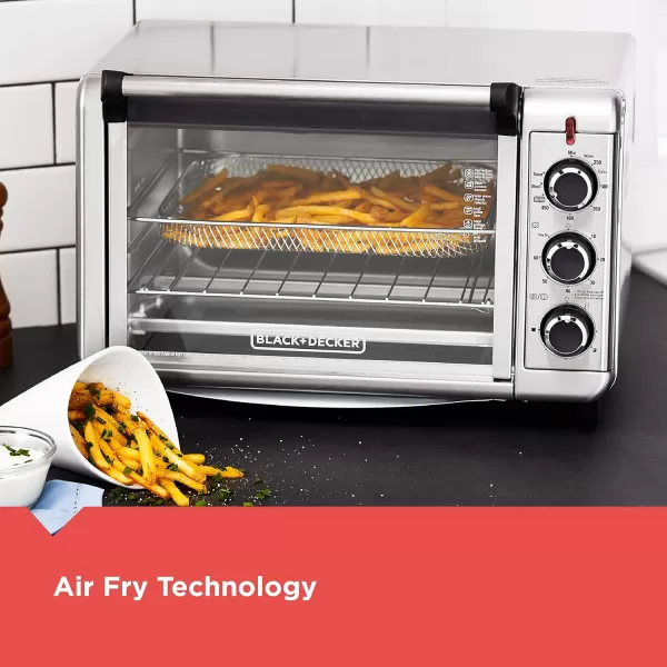 BLACK+DECKER 6-Slice Crisp 'N Bake Air Fry Toaster Oven, TO3215SS, 5 Cooking Functions, 60 Minute Timer, Stainless Steel